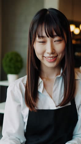 Woman Waitress in a Cafe