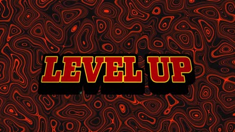 animation of level up text over red liquid background