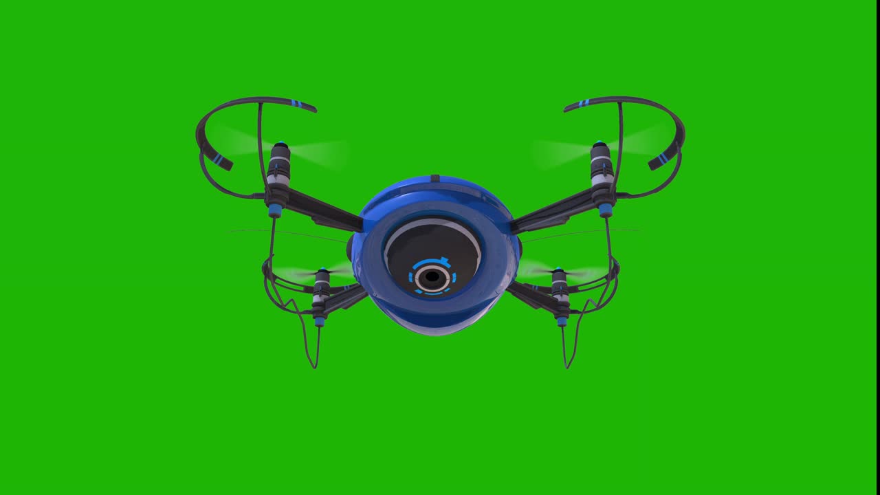 그린 스크린을 향해 날아다니는 감시 드론