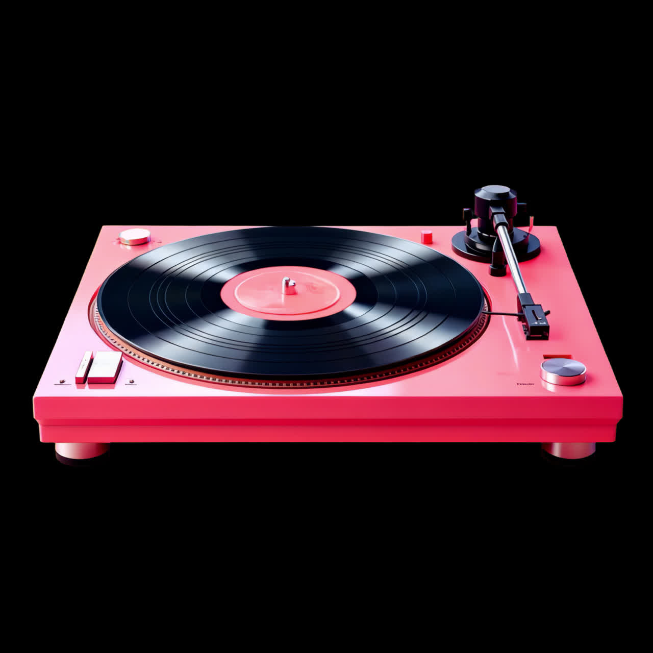 Vintage turntable with vibrant design animation isolated asset, transparent 4K video, alpha channel