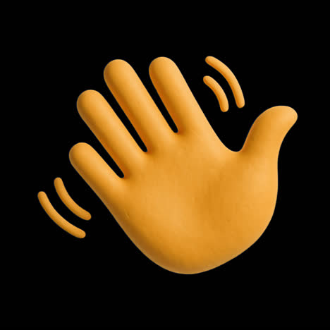 3d waving hand emoji animation isolated asset, transparent 4k video, alpha channel, prores 4444