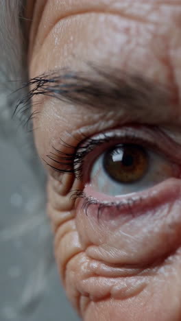 close-up details of an elderly person's eye