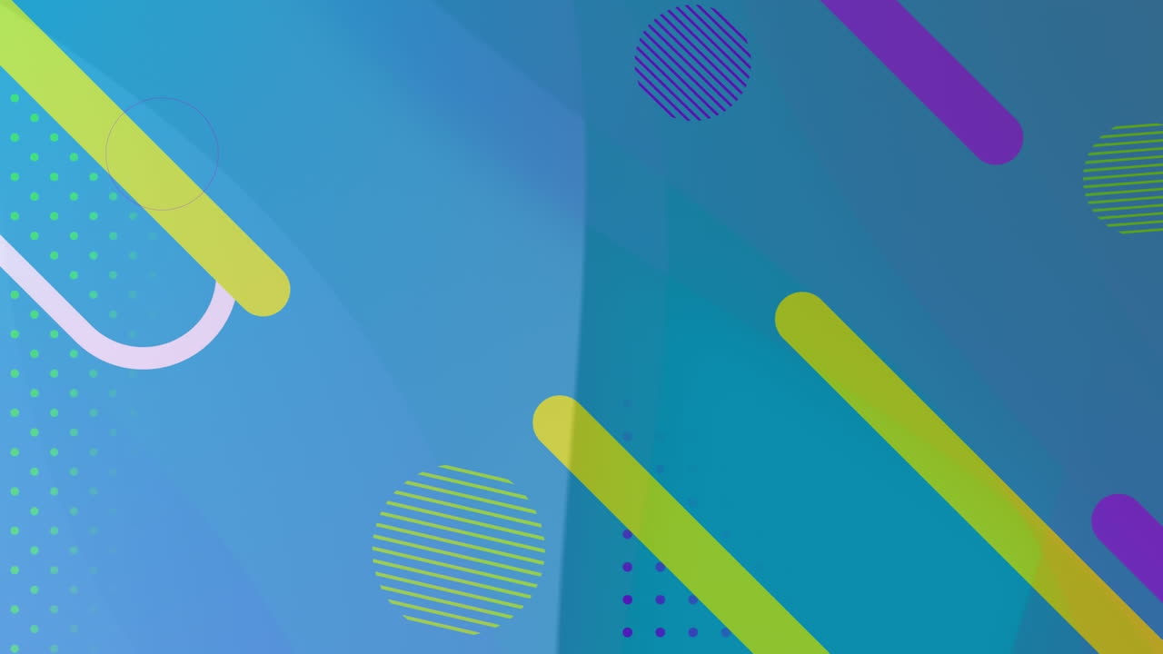 animación digital de formas abstractas coloridas que se mueven contra un fondo de gradiente azul