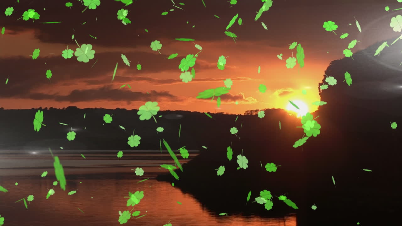 조경 위에 있는 클로버 아이콘의 애니메이션