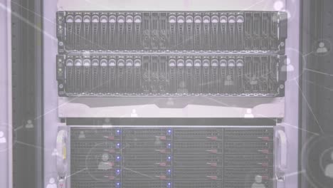 animation of network of connections over computer server hardware