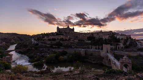 sunset panoramic timelapse of toledo imperial city, spain