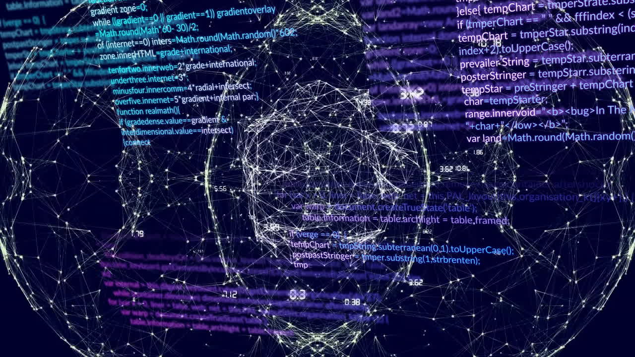 Animation of digital data processing over globe