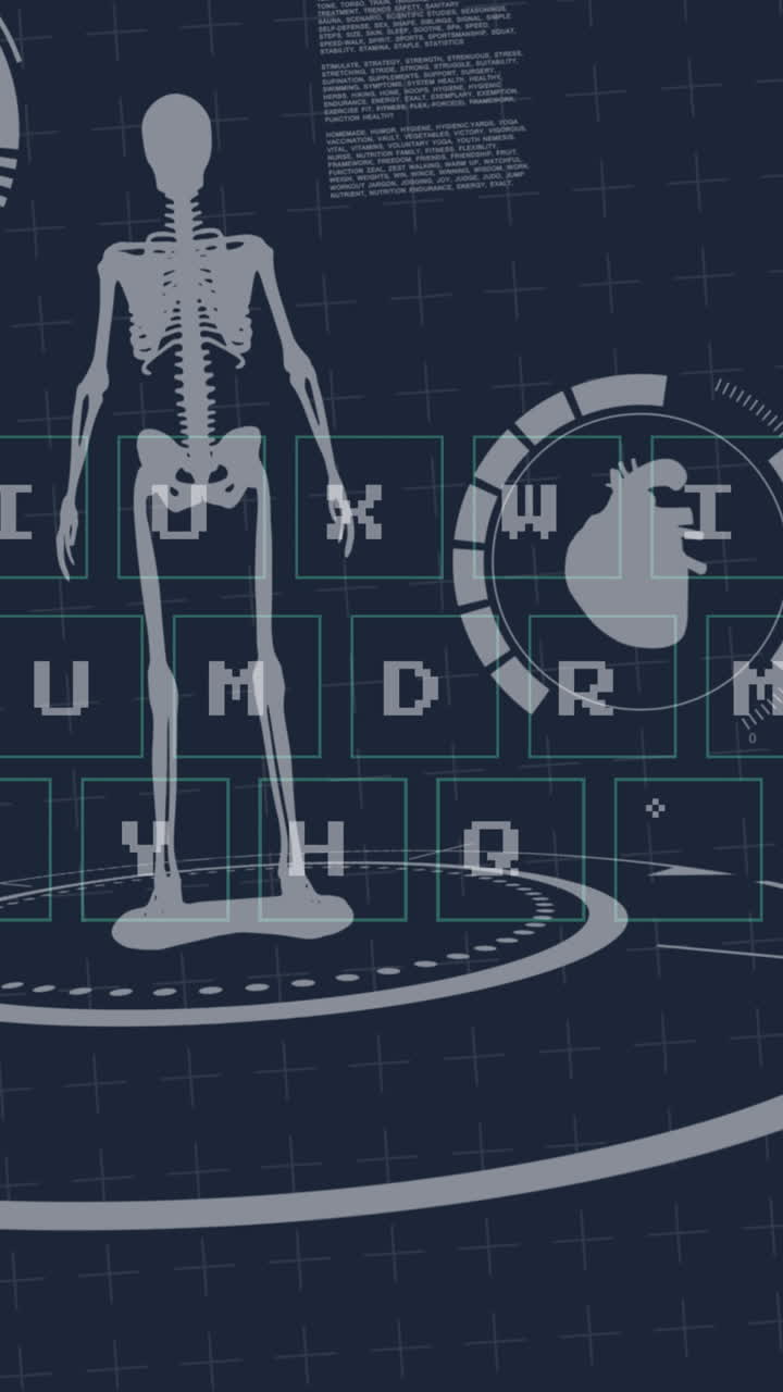 animación del procesamiento de datos y el teclado sobre fondo negro