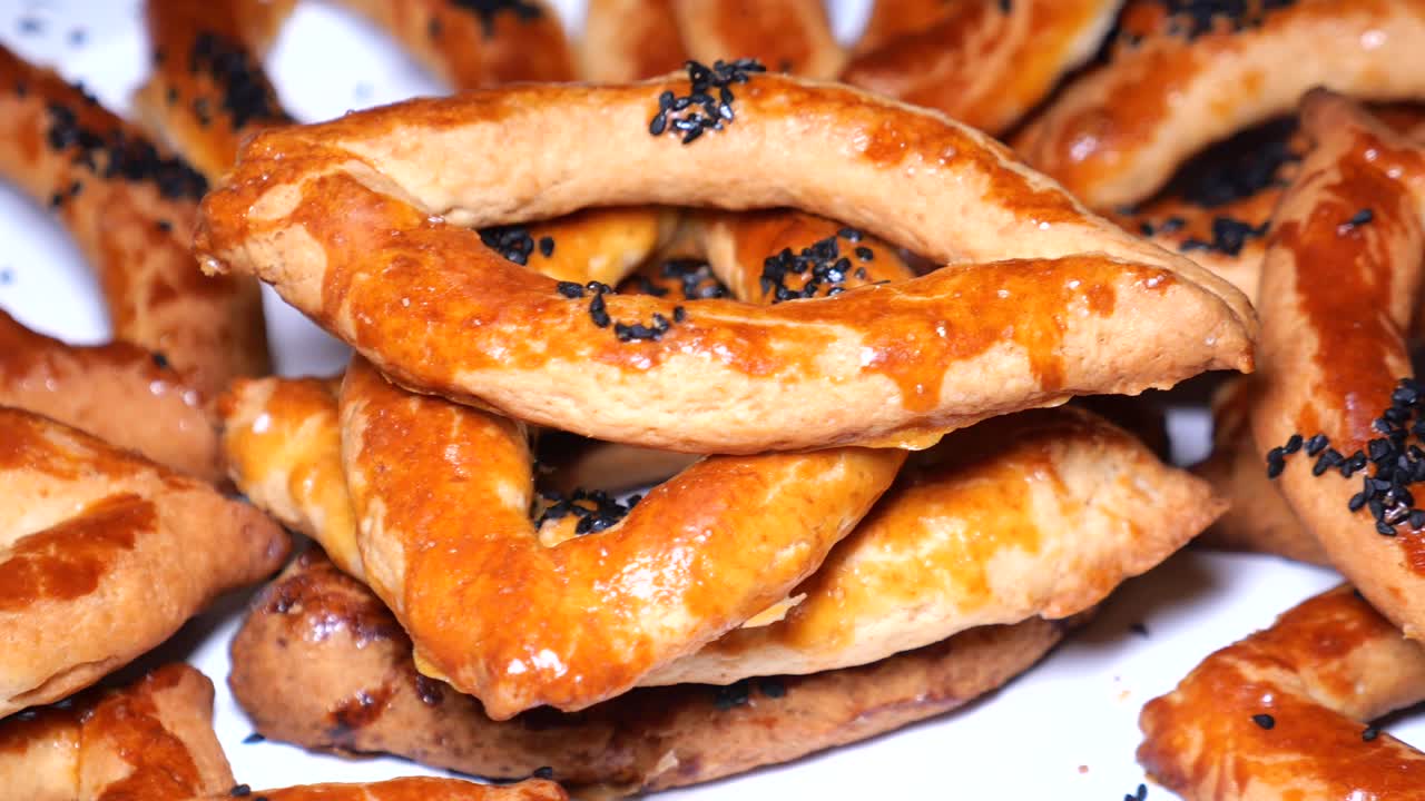 Pastries with sesame seeds