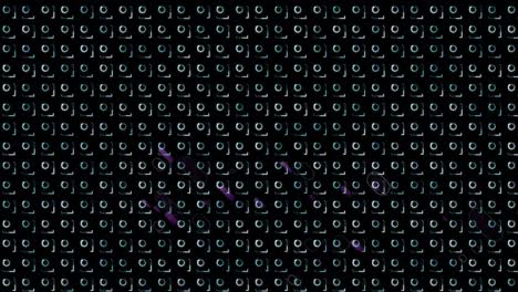 Animation of shapes moving over black background
