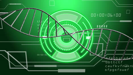 Animation of dna strand over scope scanning and data processing