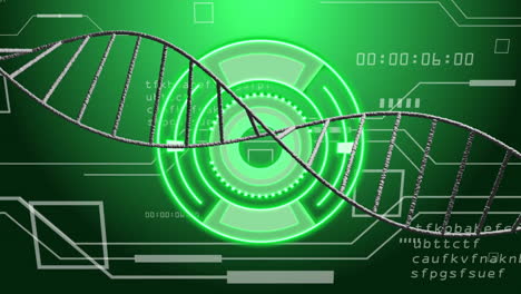 animation of dna strand over scope scanning and data processing