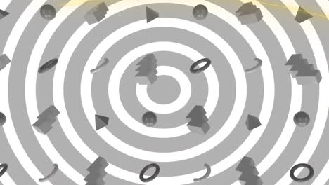 animation of grey shapes over spinning circles in seamless loop