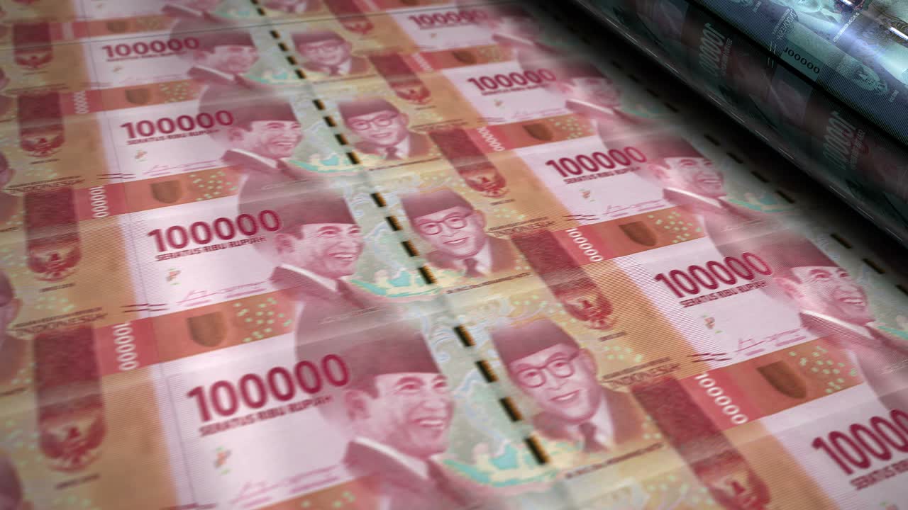 Indonesische Rupiah Banknoten Druck Endlosschleife