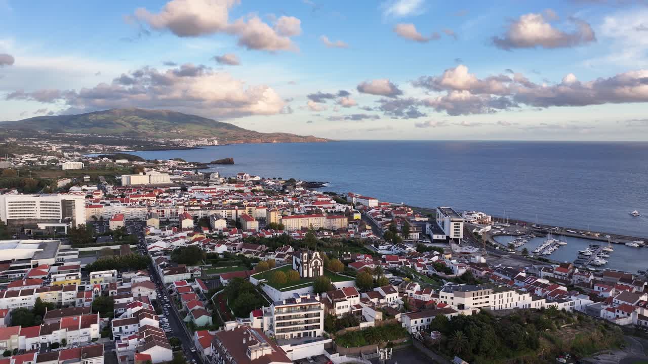 Aerial View of Coastal Town on a Sunny Day
