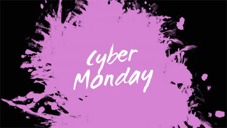 Cyber-Monday-Text-Mit-Rosa-Aquarellpinsel-Auf-Schwarzem-Farbverlauf