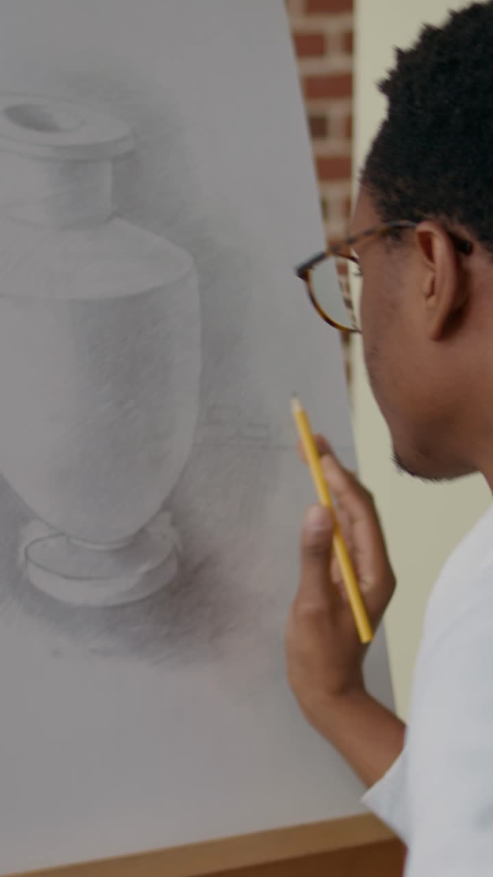 Still life drawing on easel