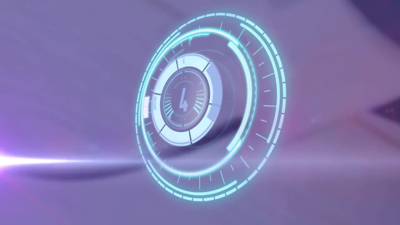 animación de una cerradura de seguridad giratoria con cuenta atrás sobre el rastro de luz en un fondo borroso