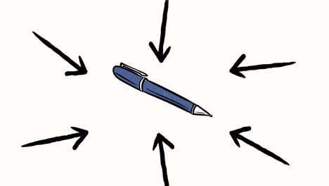 Animation-of-arrows-and-pen-on-white-background