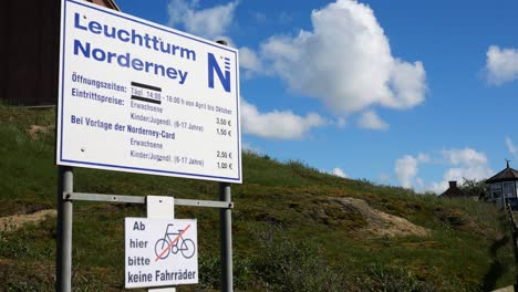 norderney lighttower sign with fees