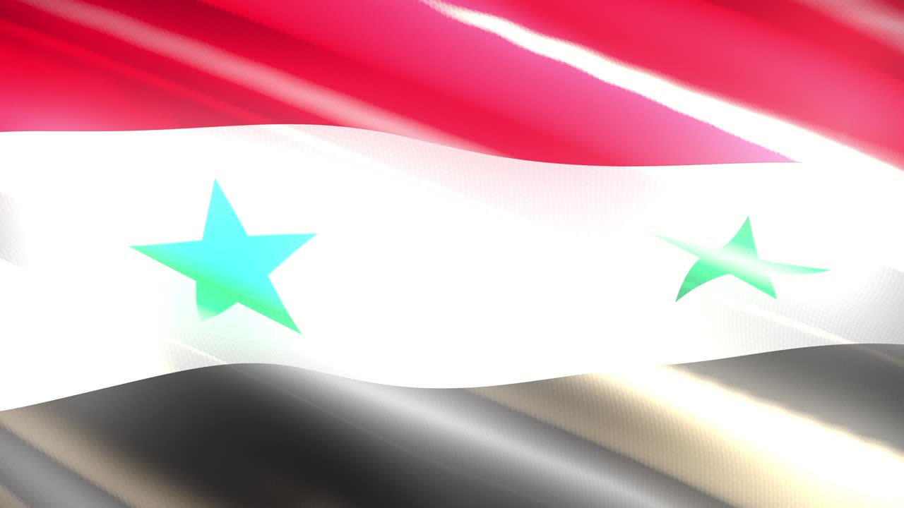 60 fps de vacaciones brillantes ondeando la bandera de la república árabe siria, animación de bucle sin fisuras en 3d 4k uhd