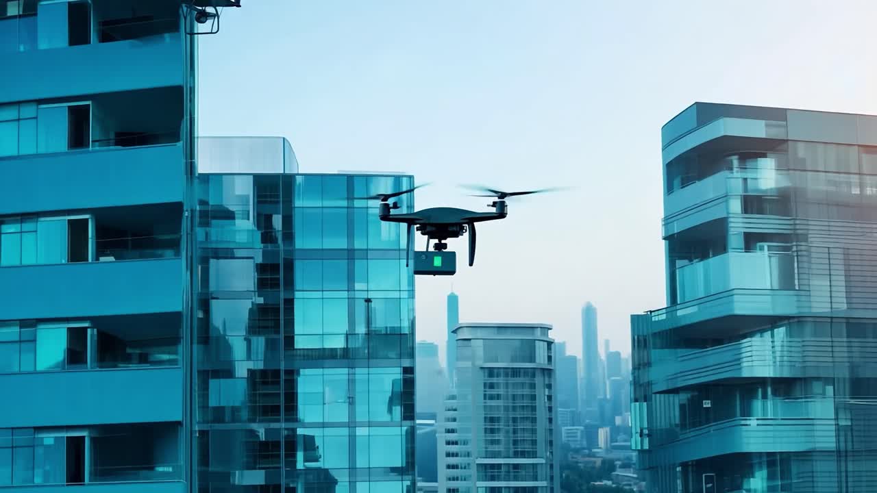 도시에서 패키지를 배달하는 드론