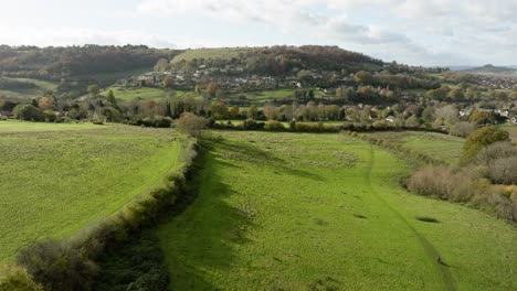 cotswolds autumn landscape butterrow hill stroud england rural suburbs countryside aerial