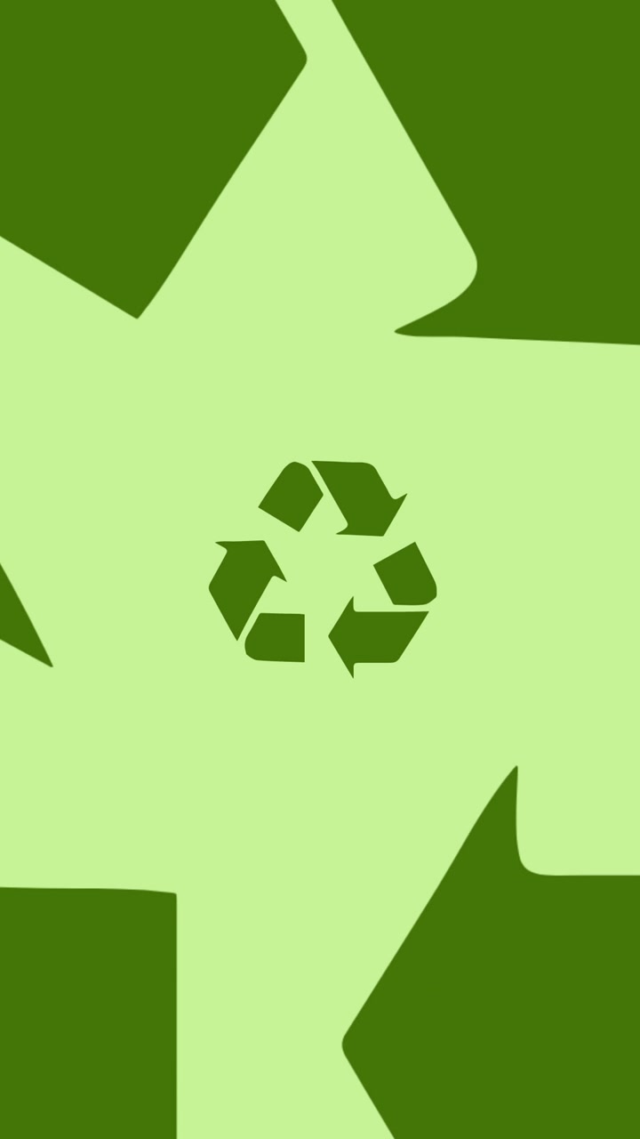 Animation of recycling logo over green background