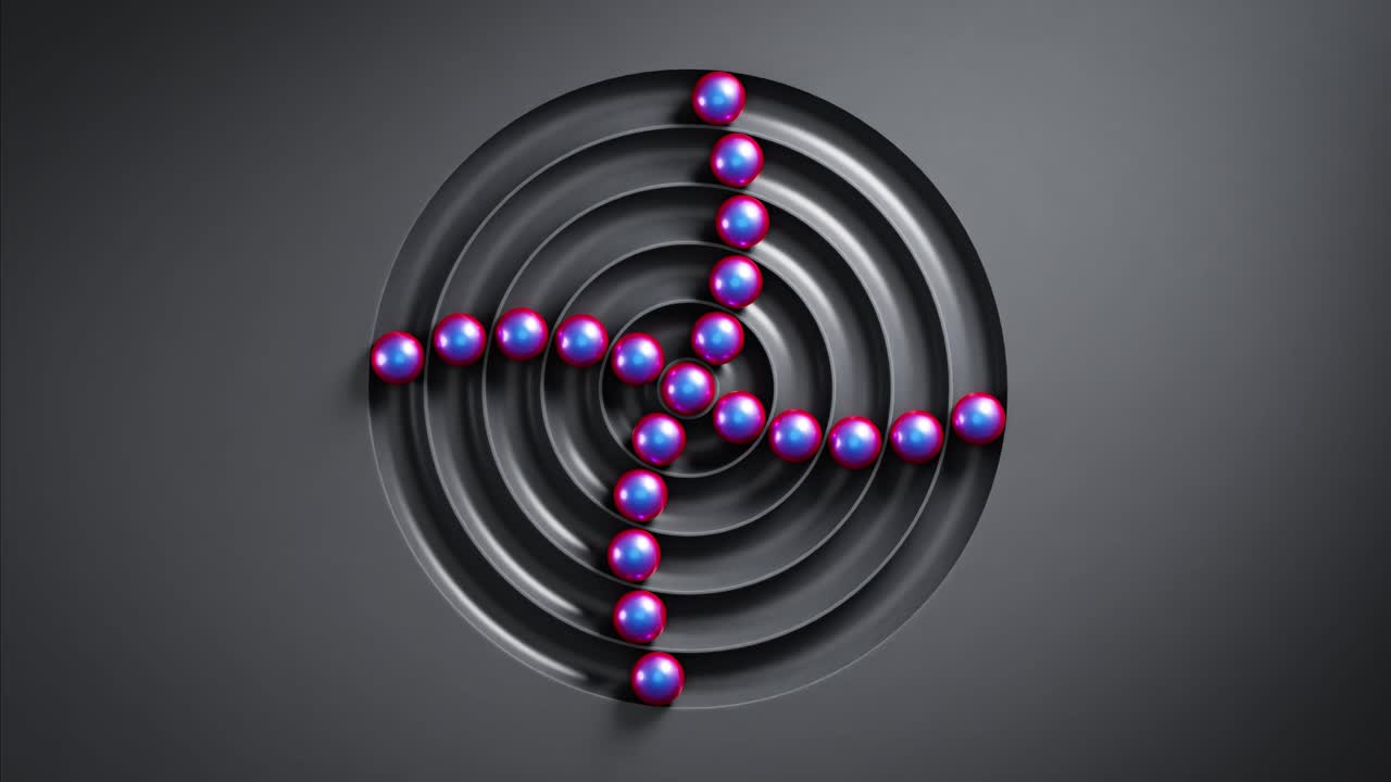 Abstract Spheres Forming Cross Pattern on Circular Target
