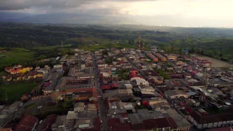main square and cathedral in salento village of colombian´s coffee triangle
