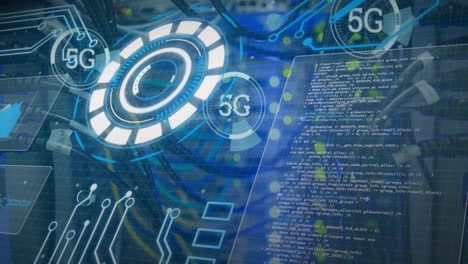animación de texto 5g y procesamiento de datos digitales a través de un servidor informático