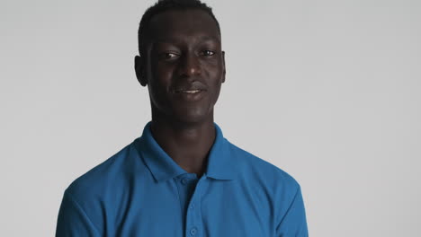 african american man on grey background.