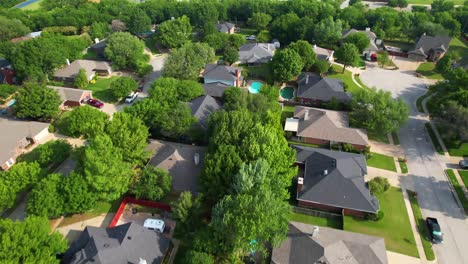 Aerial footage of a neighborhood in Keller Texas south of the KYA fields