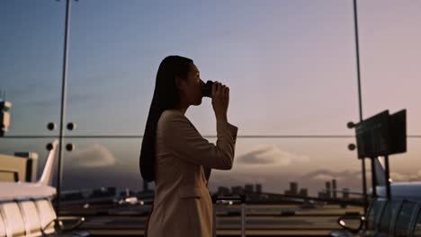 business woman waiting at airport