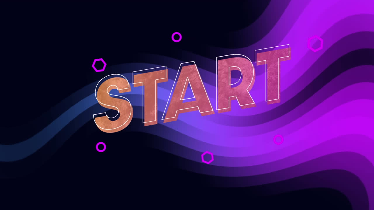 animación del texto de inicio sobre formas sobre fondo negro