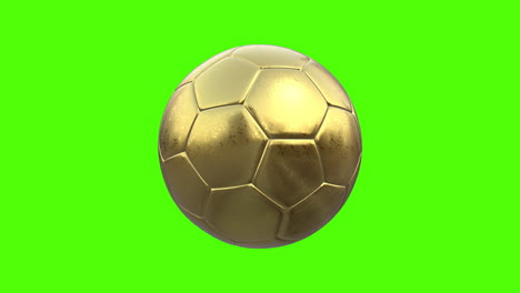 Animación-3D-De-Un-Balón-De-Fútbol-Dorado-Girando-En-El-Aire-Sobre-Un-Fondo-Verde-Cromático