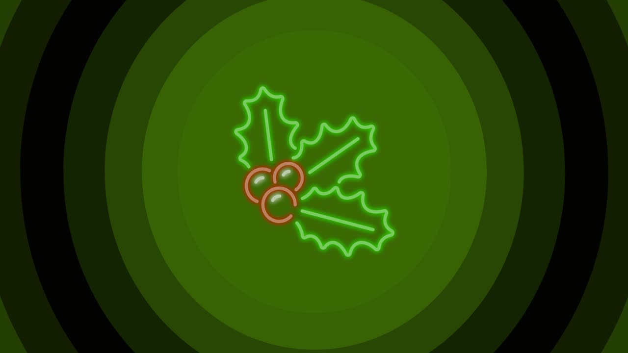 animación de hojas de navidad sobre círculos verdes