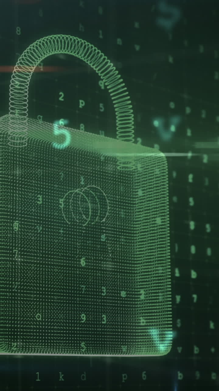 animación del candado de seguridad y procesamiento de datos sobre el fondo de la marina