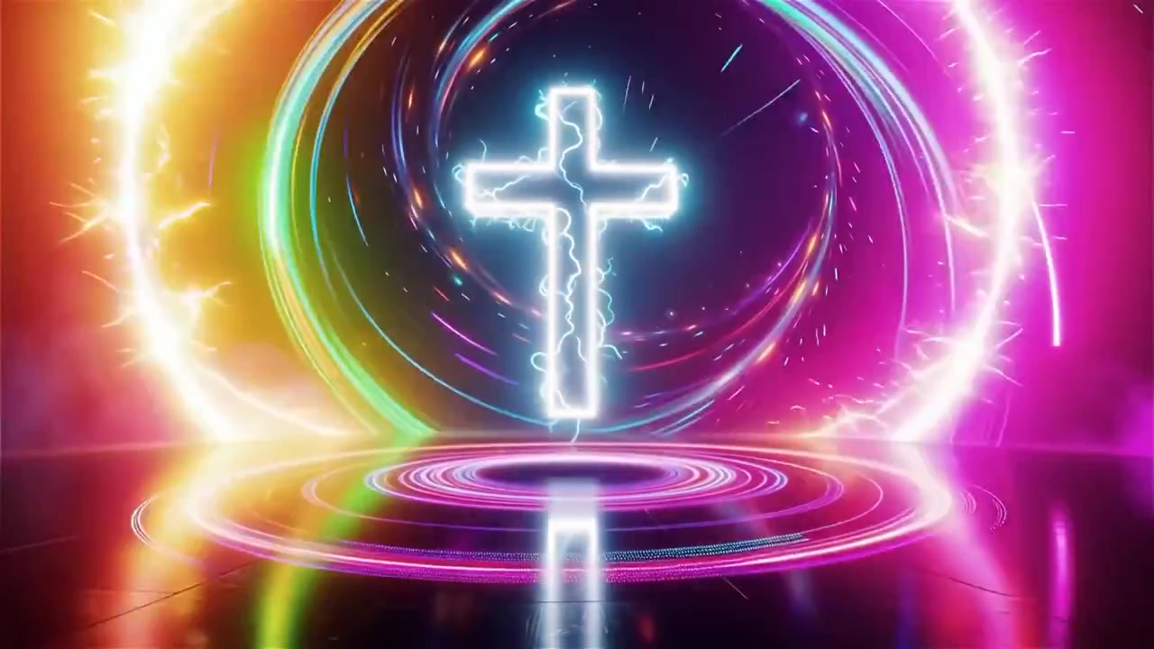 Cruz Cristiana con Luz Celestial, Fondo para Adoración.