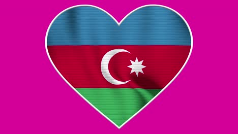 azerbaijan heart love flag loop - realistic 4k flag waving in the wind. seamless loop with highly detailed fabric texture