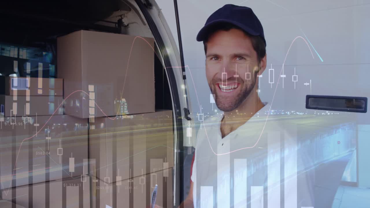 hombre de entrega escribiendo en un clipboard 4k