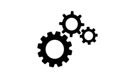 el engranaje de la rueda dentada girando alrededor del video de animación. el icono de la ruedas dentadas girando el concepto de trabajo en equipo de fondo animado