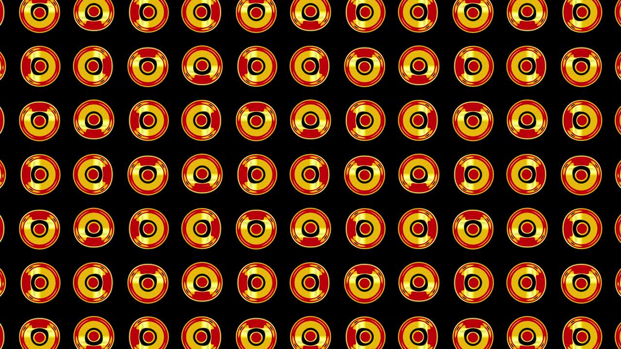 Seamless animation of multiple round shapes. Loop gold background. 4k.