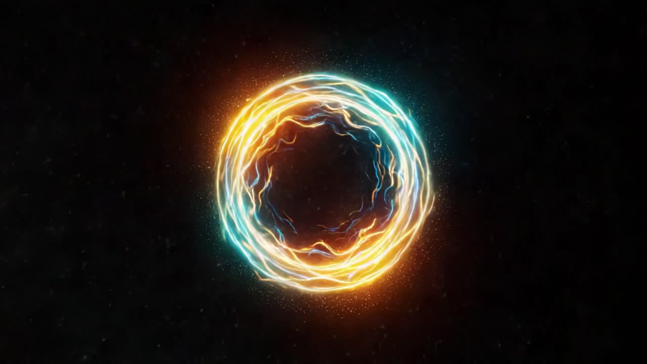 Illuminating Energy Waves: A Dynamic Glimpse into Vibrant Circular Patterns Amidst a Dark Cosmic Background Showcasing the Beauty of Light Dynamics