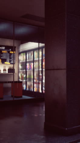 noche lluviosa en una tienda de conveniencia