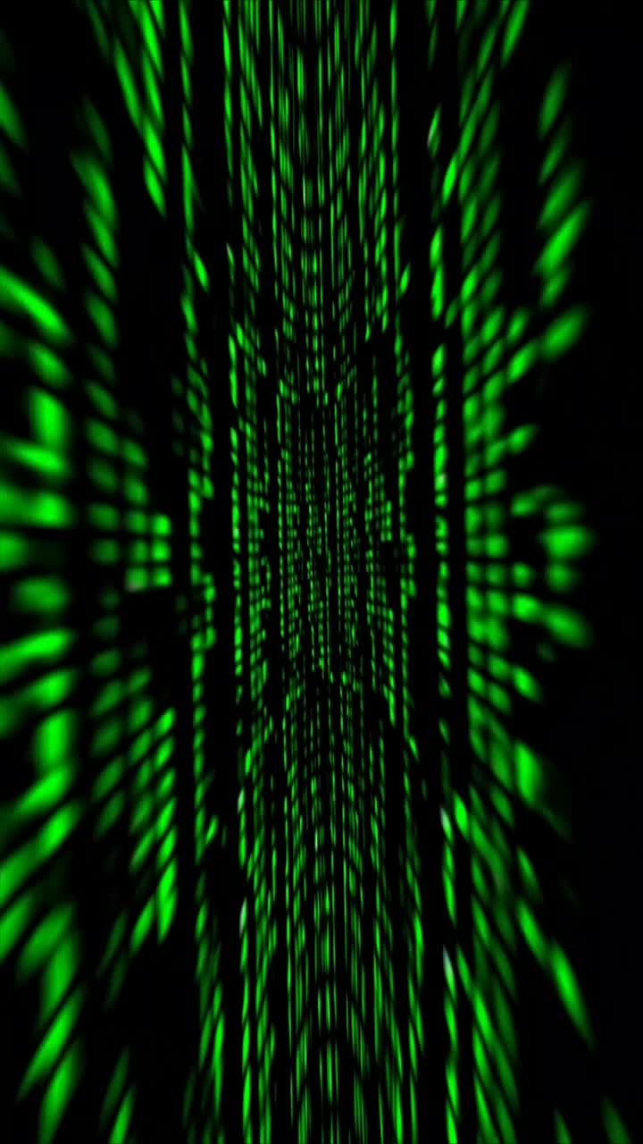 Digital Data Stream with Green Matrix Code Effect