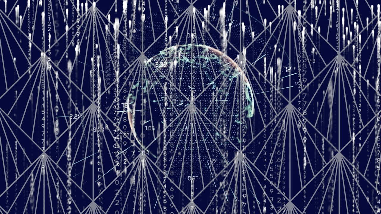 animazione della rotazione del globo e della rete di connessioni sul modello