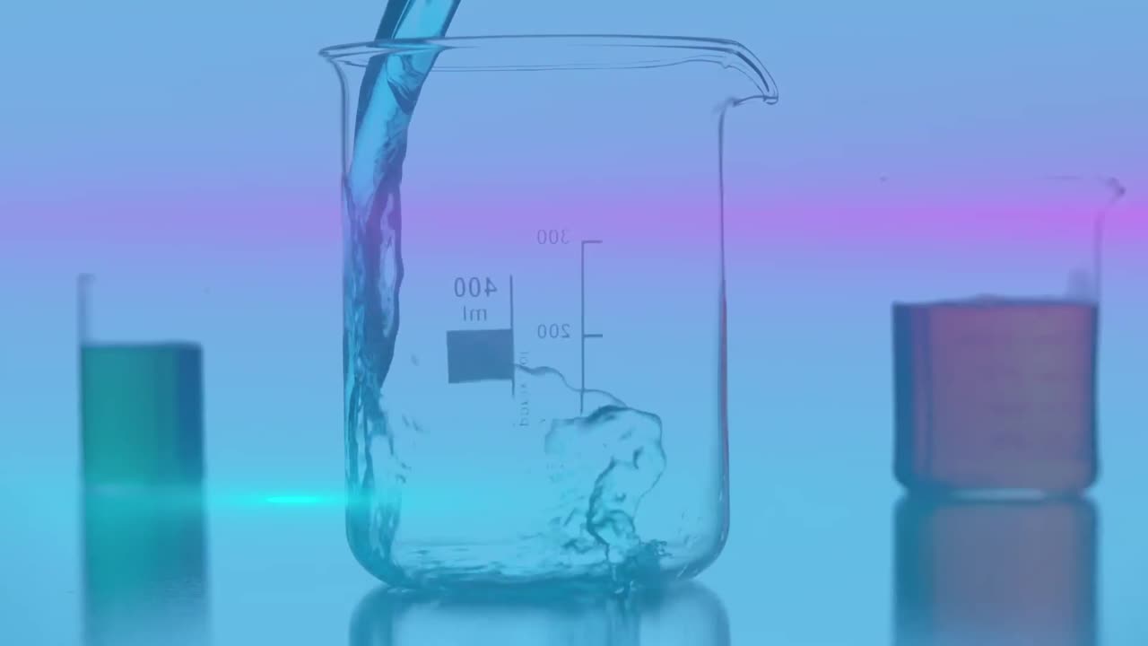 анимация розового светящегося света над лабораторными чашками