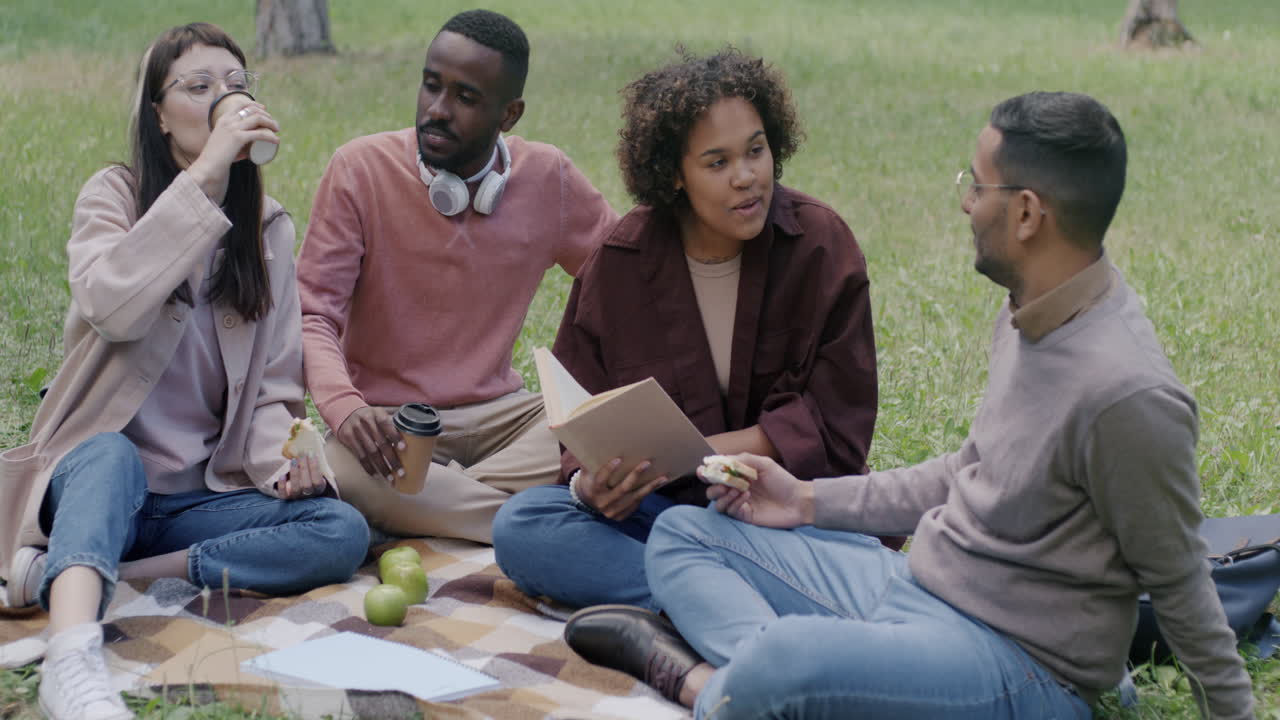 Friends Enjoying a Picnic in the Park