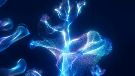 abstract glowing blue particle flow
